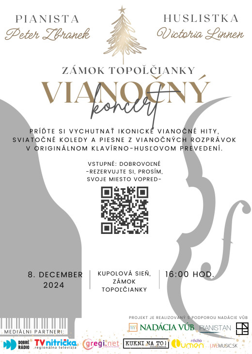 Vianočný koncert na zámku Topolčianky: Huslistka Victoria Linnen a klavirista Peter Zbranek